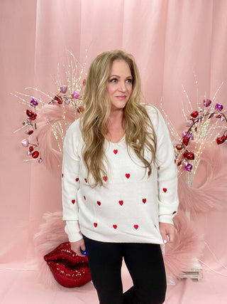 Red Heart White Pullover Sweater