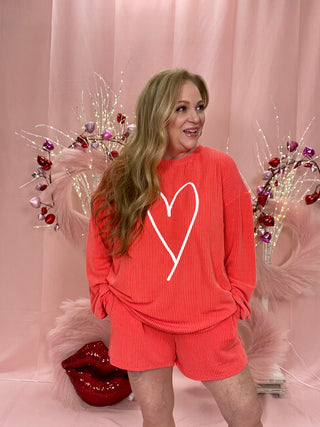 Heart Valentine Graphic Corded Pajama Set