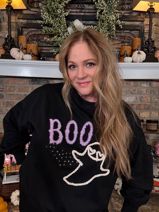 Boo Bat Ghost Black Sweatshirt