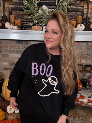 Boo Bat Ghost Black Sweatshirt