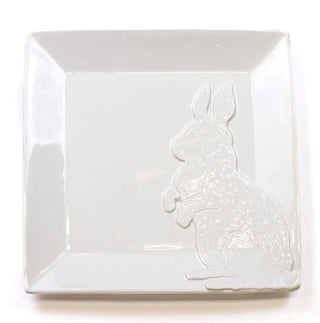 White platter with bunny on it