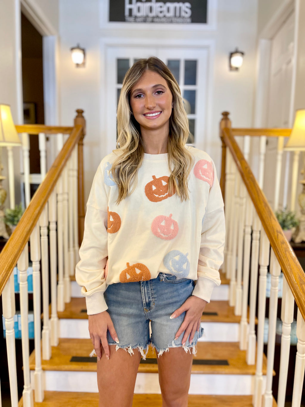 Cream Halloween Pumpkin Sweatshirt