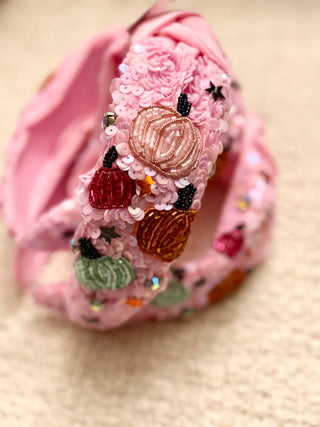 Sequin Pink Pumpkin Headband