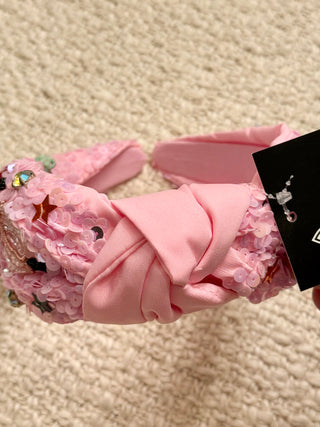 Sequin Pink Pumpkin Headband