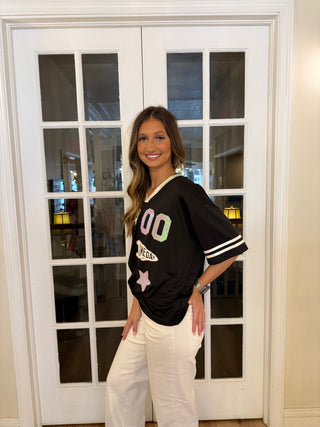 Gameday Black Sequin Jersey