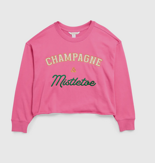 Champagne & Mistletoe Pink Sweatshirt
