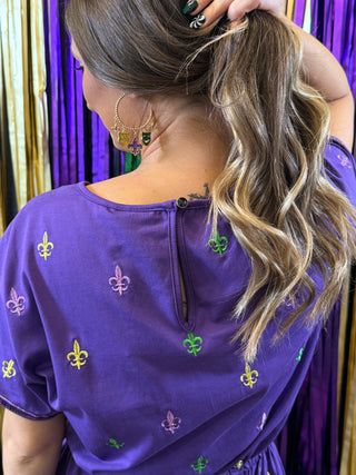 MG Fleur De Lis Embroidered Romper
