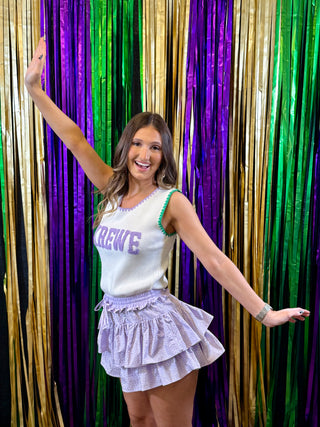 Krewe White Knit Tank