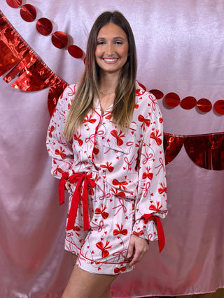 Bow Print Valentine Pajama Set