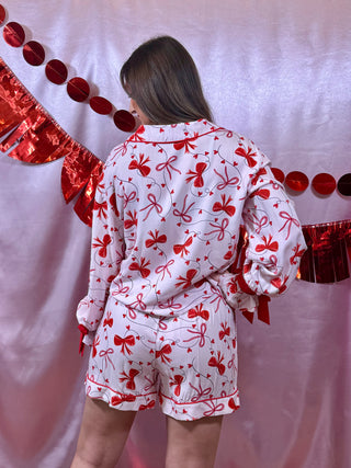 Bow Print Valentine Pajama Set
