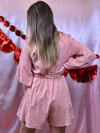 Heart Print Pink Romper