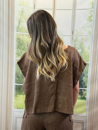 Brown SS Crop Top