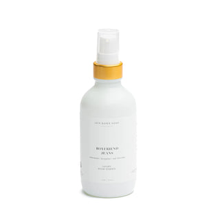 Jack Baker Room Spray With Gold Accents and scent is boyfriend jeans