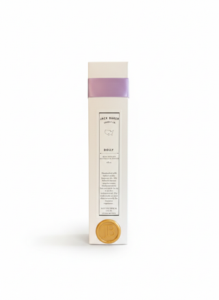 Product packaging with a purple band and visible branding on a white background