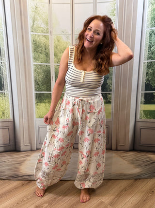 Ivory Floral Lounge Jogger