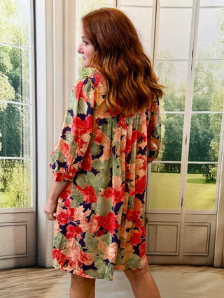 Floral Frill V-Neck Mini Dress