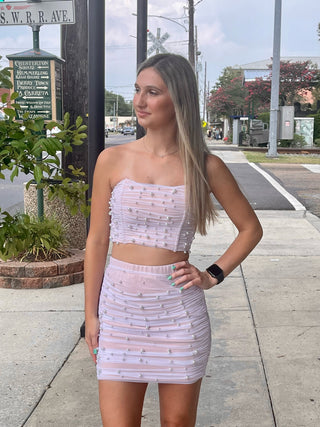 White Pearl Mini Skirt