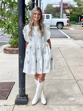 Ivory Sequin Star Dress