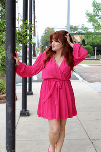 Fuchsia Chiffon Wrap Dress