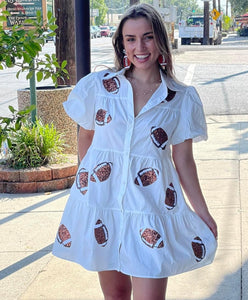 White Sequin Football Dress
