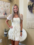 White Cream Floral Detail Dress