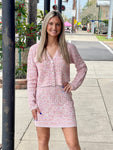 Pink Textured Check Mini Skirt