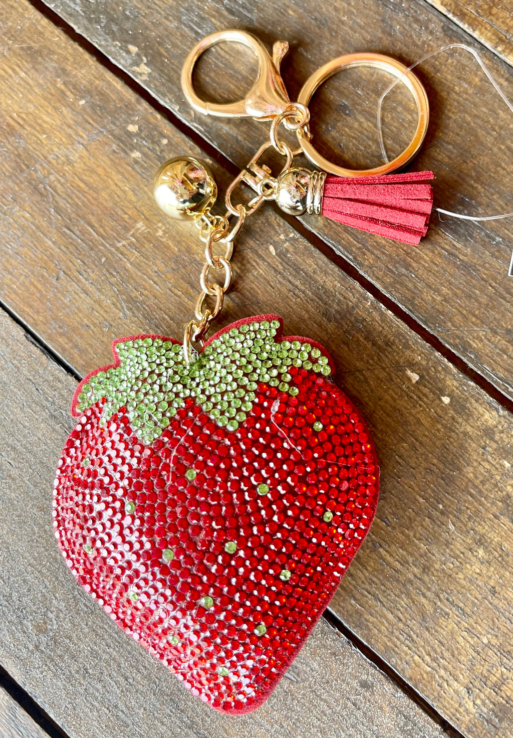 Strawberry Beaded Key with Tassels