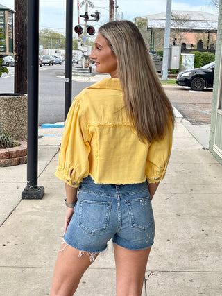 Golden Poppy Denim Crop Jacket