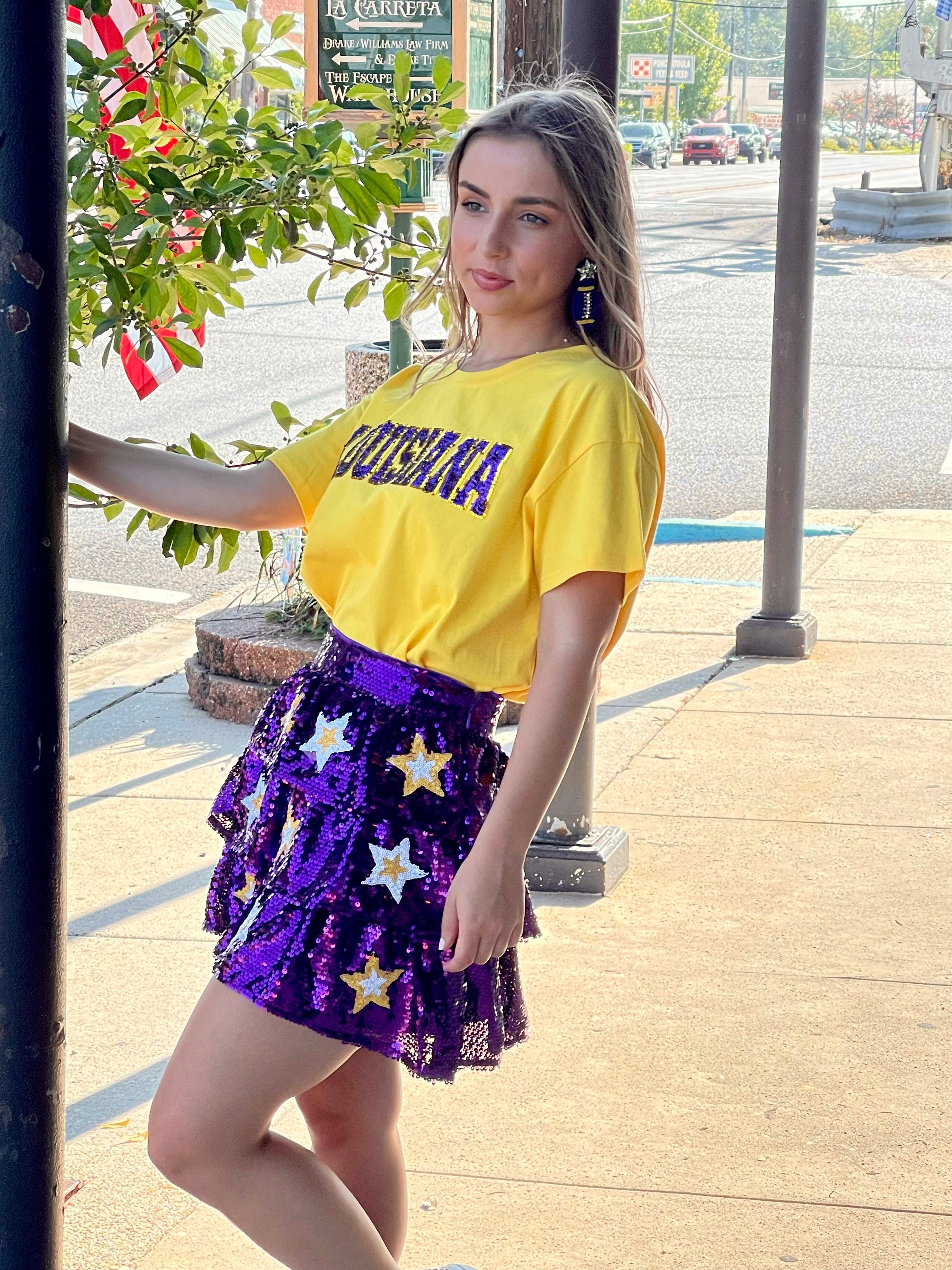 Purple Star Sequin Skirt