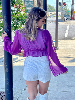 Purple Front Tie Detail Top