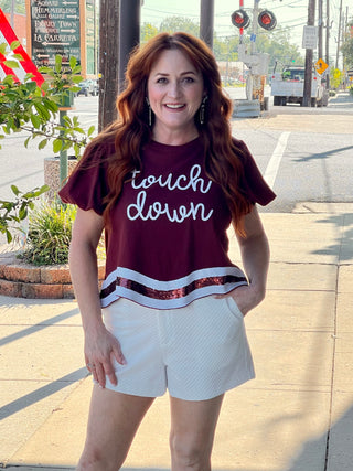 Maroon Sequin Touchdown Top