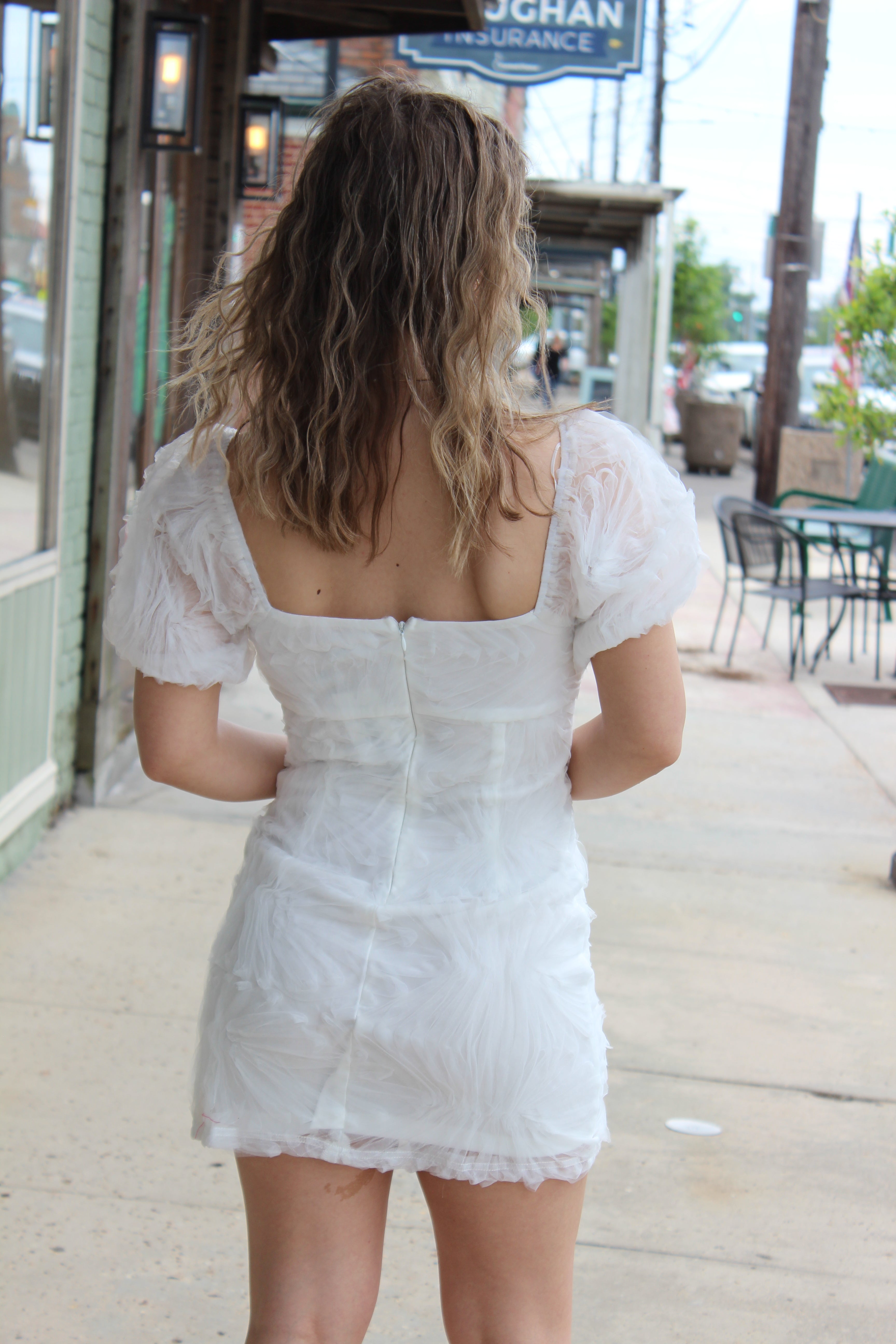 White Tulle Mesh Dress