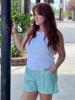 Light Blue Shimmer Shorts