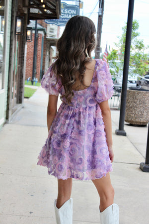 Purple Puff Sleeve Dress