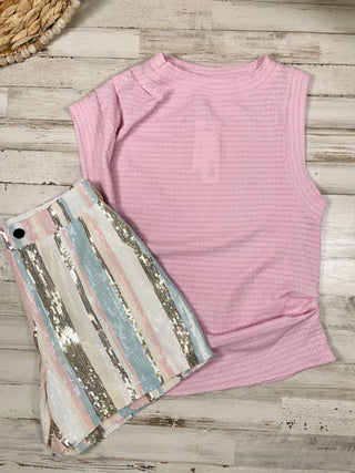 Pink Waffle Knit Top