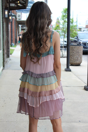 Multi Color Tiered Layered Dress