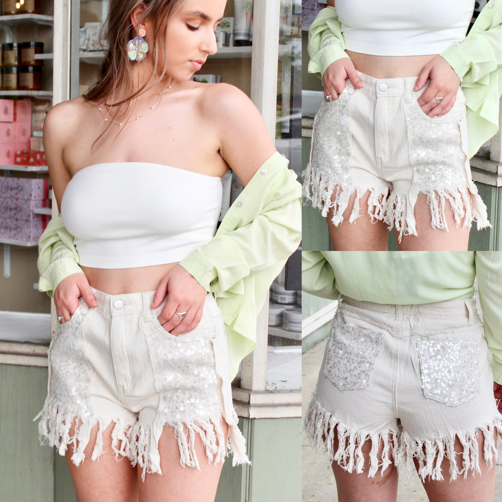 Oatmilk Sequin Shorts