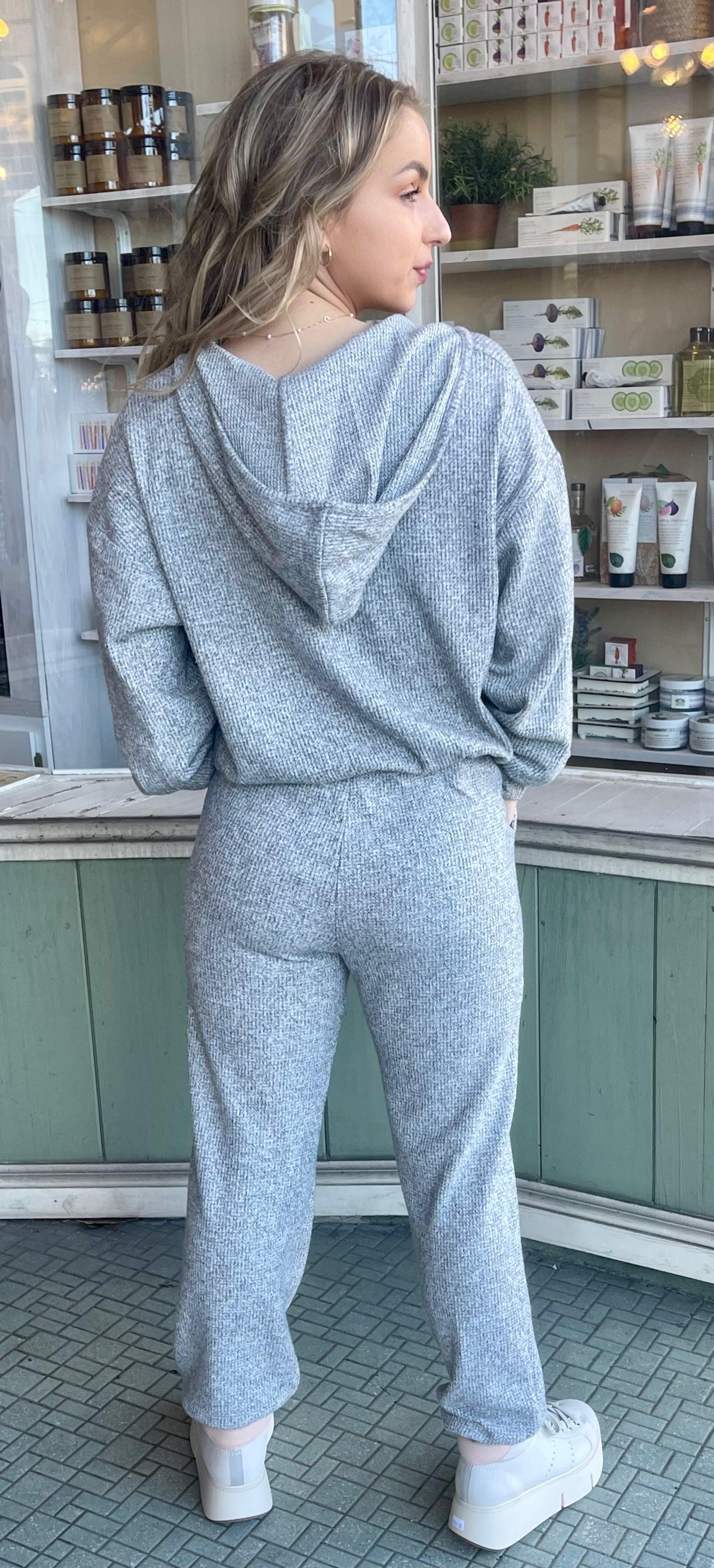 Grey Knit Hoodie