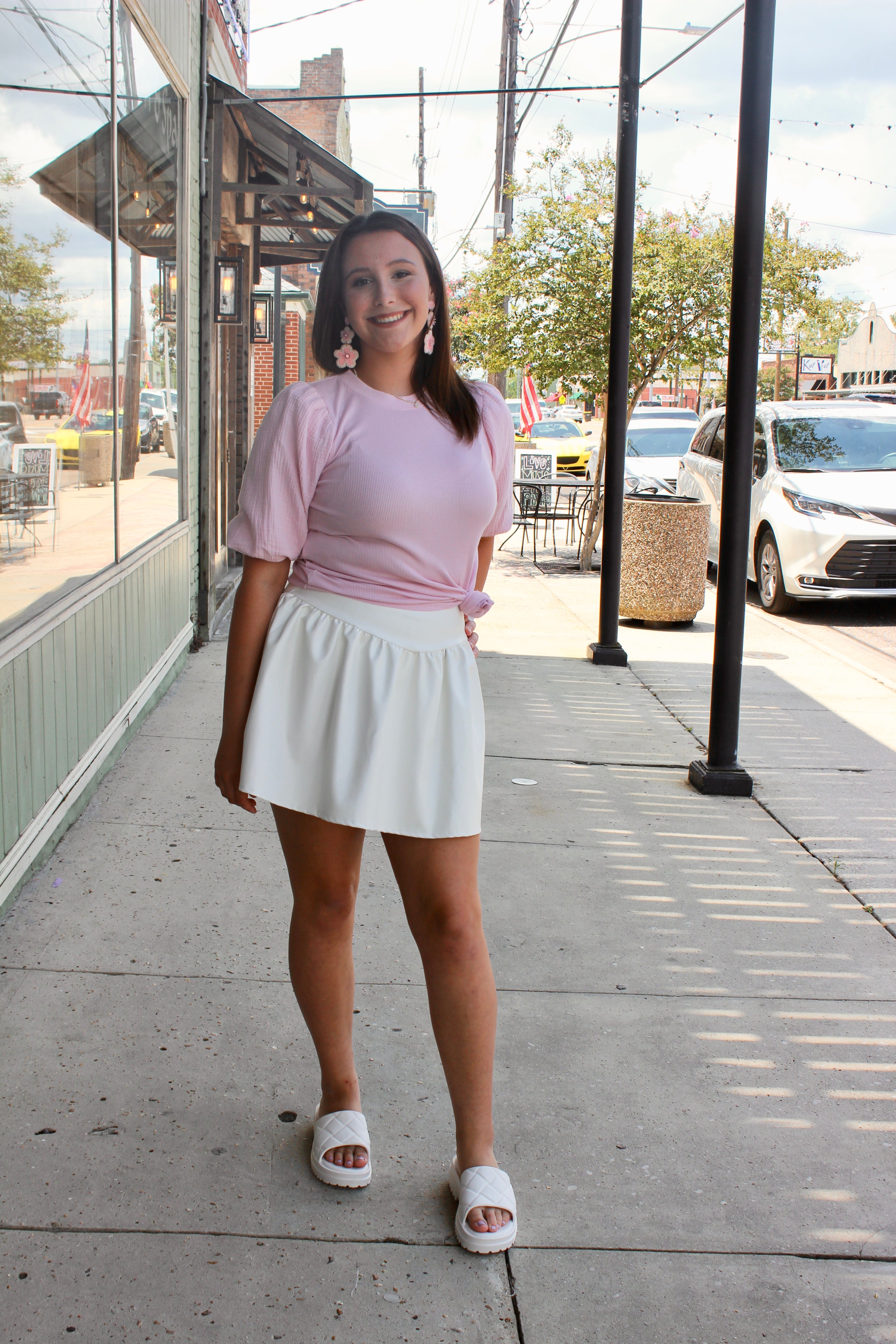 White Faux Leather Skort