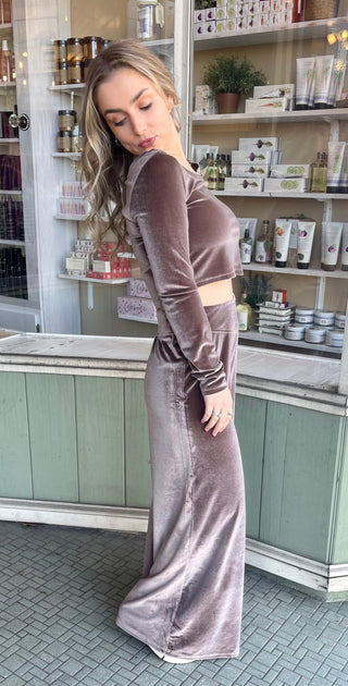 Mocha Velvet Wide Leg Pant