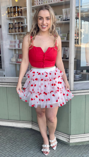 White Red Heart Skirt