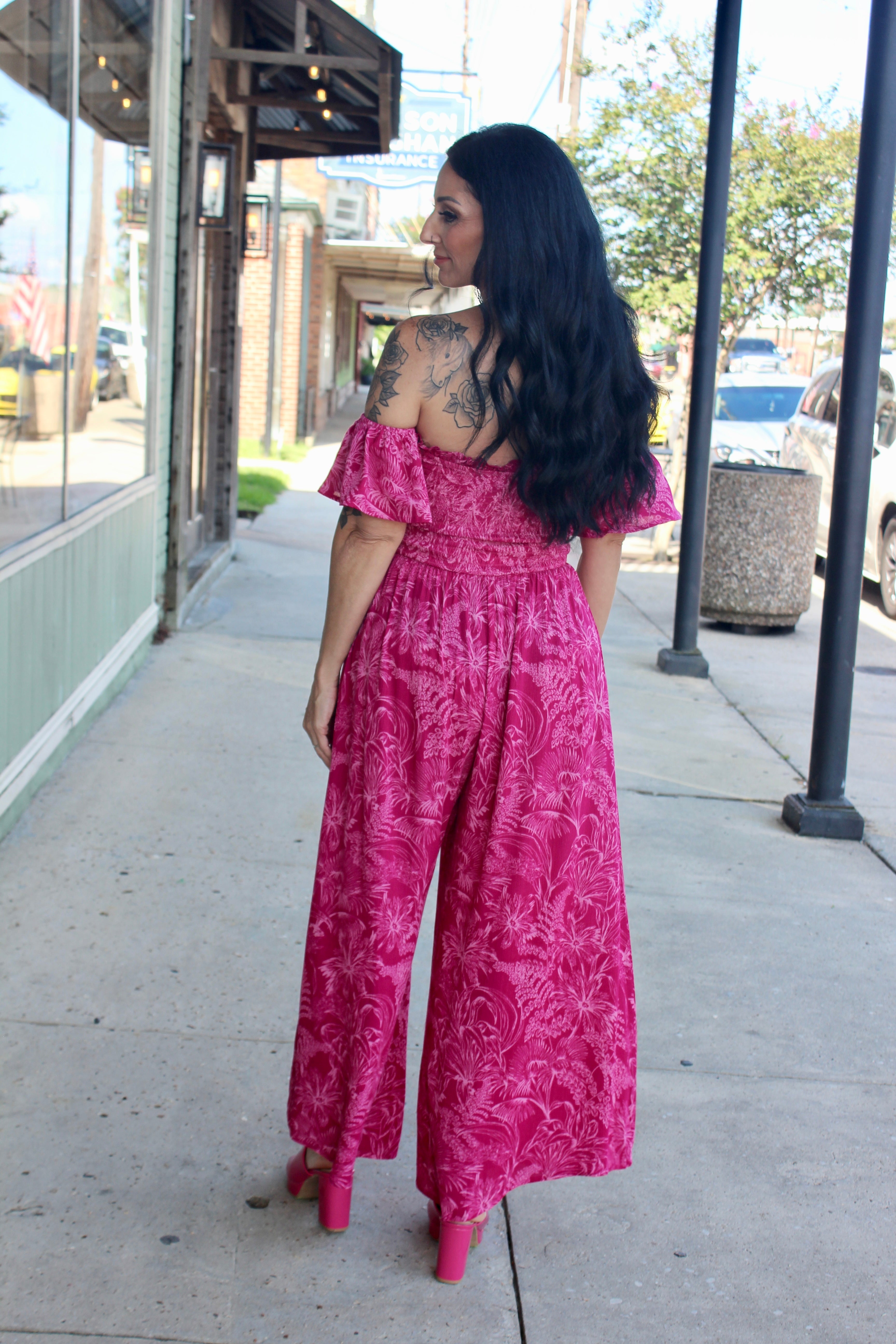 Magenta Print Jumpsuit