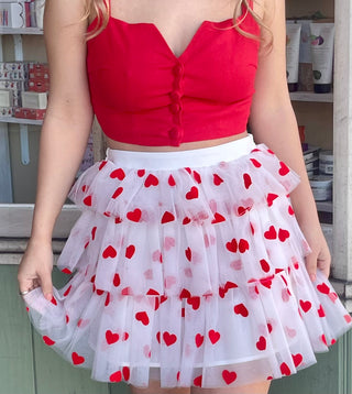 White Red Heart Skirt