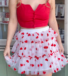 White Red Heart Skirt