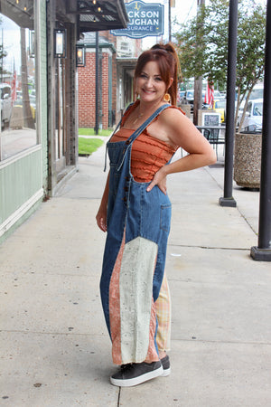 Dark Denim Patchwork Jumpsuit