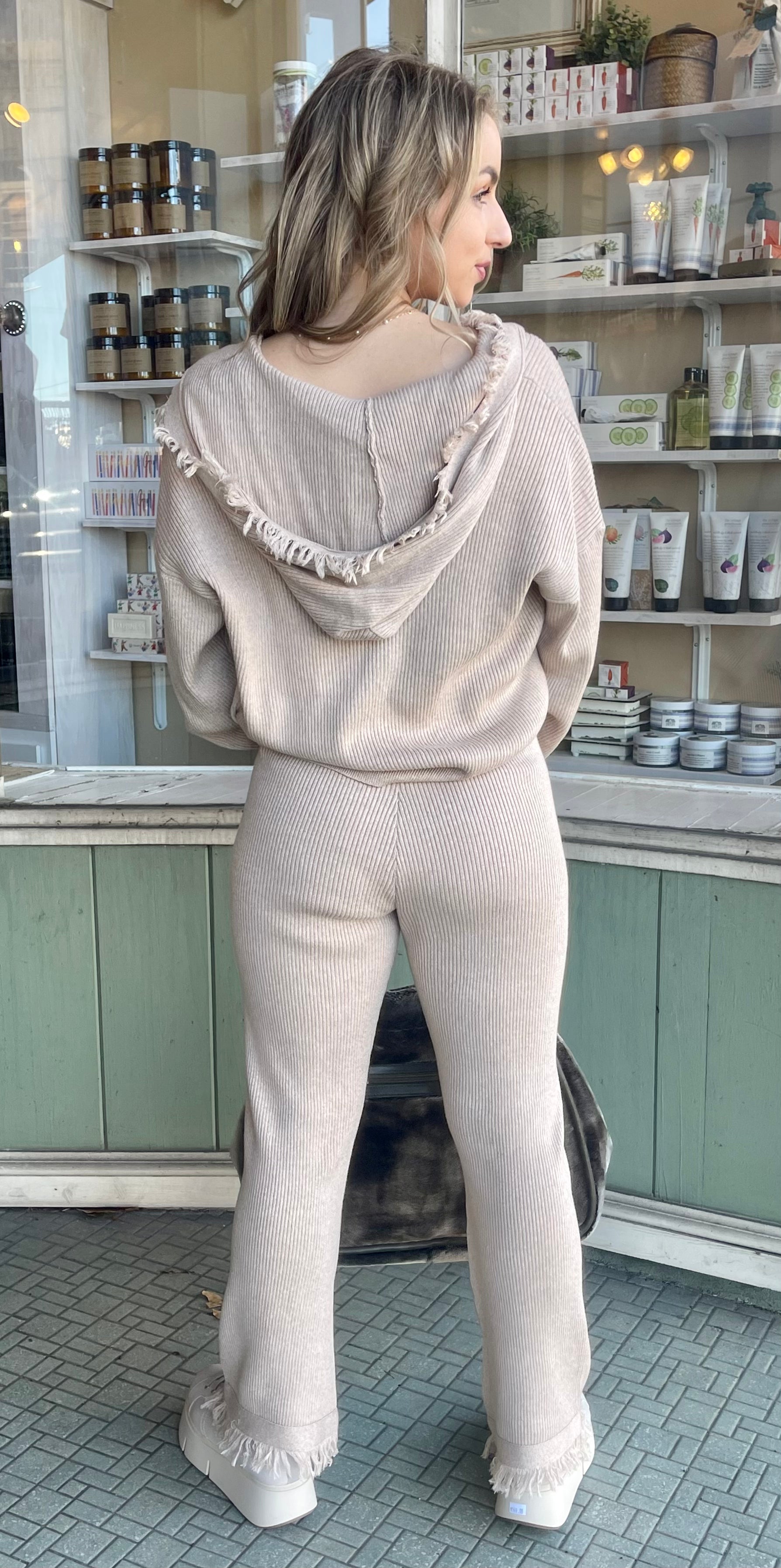 Taupe Ribbed Sweater Crop Top