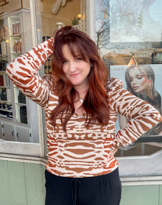 Slide Gingerbread Zebra Sweater