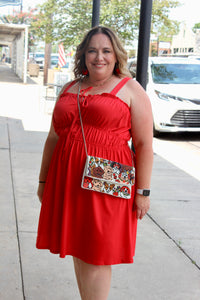 Red Ruched Mini Dress