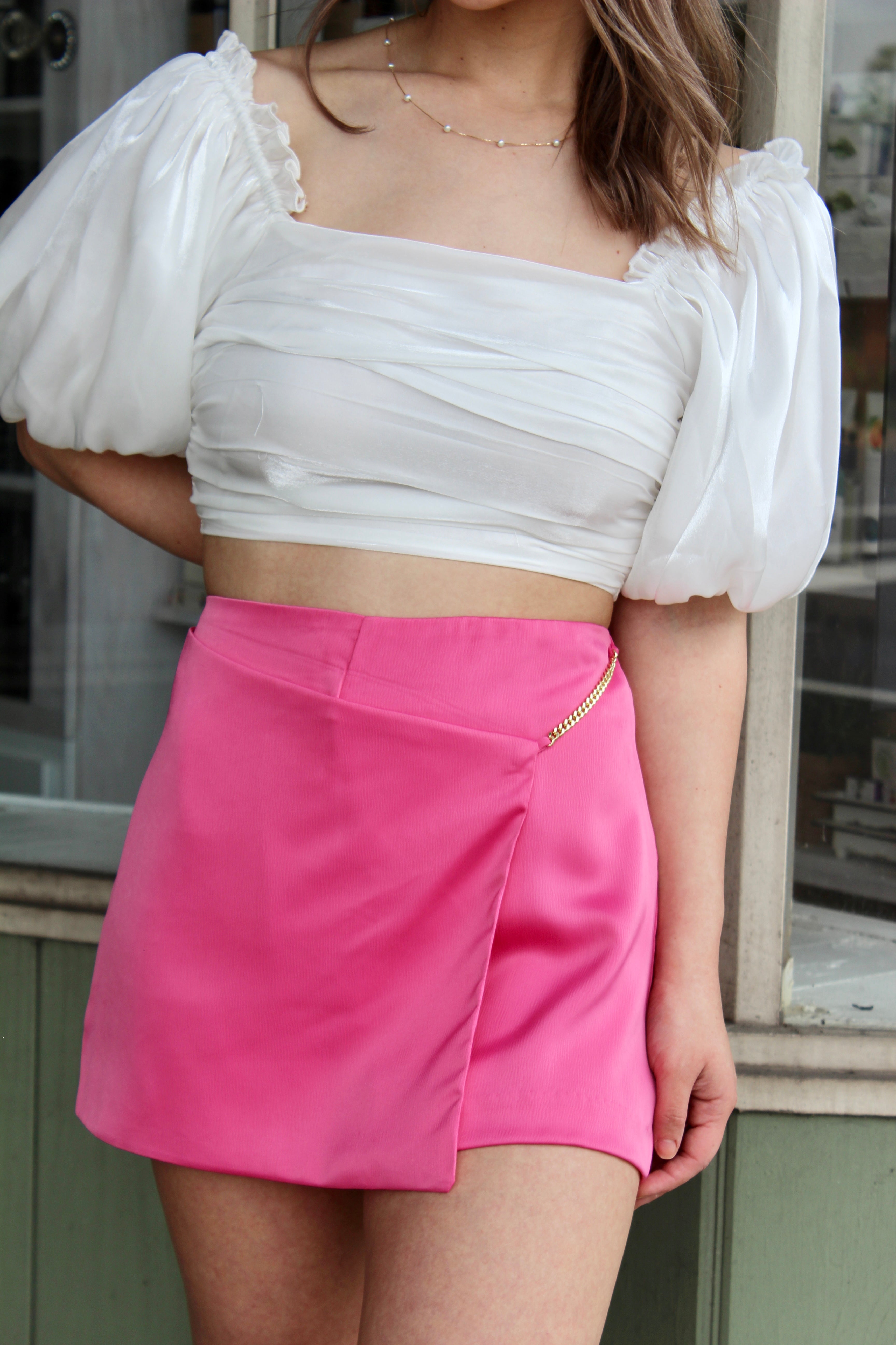 Pink Satin Skort