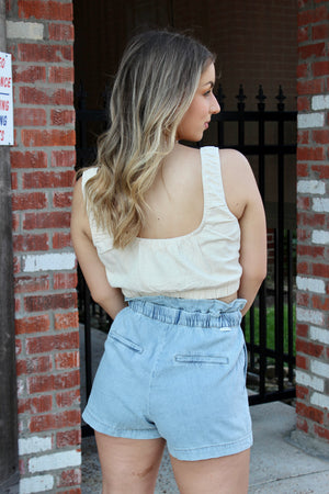 Cream Gathered Bra Top